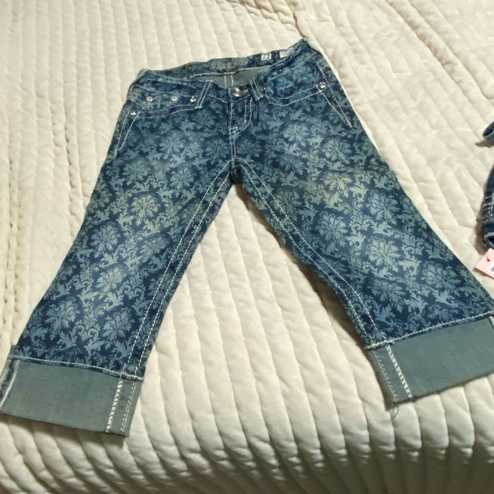 Floral Patterned Blue Jeans